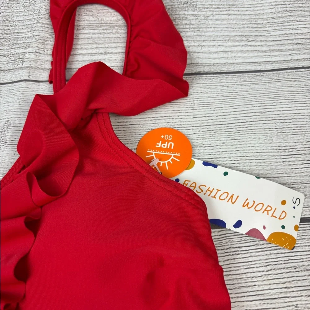 Red Ruffled Bikini Top Small - Picture 4 of 9